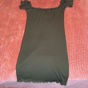 Olive green dress off shoulder
